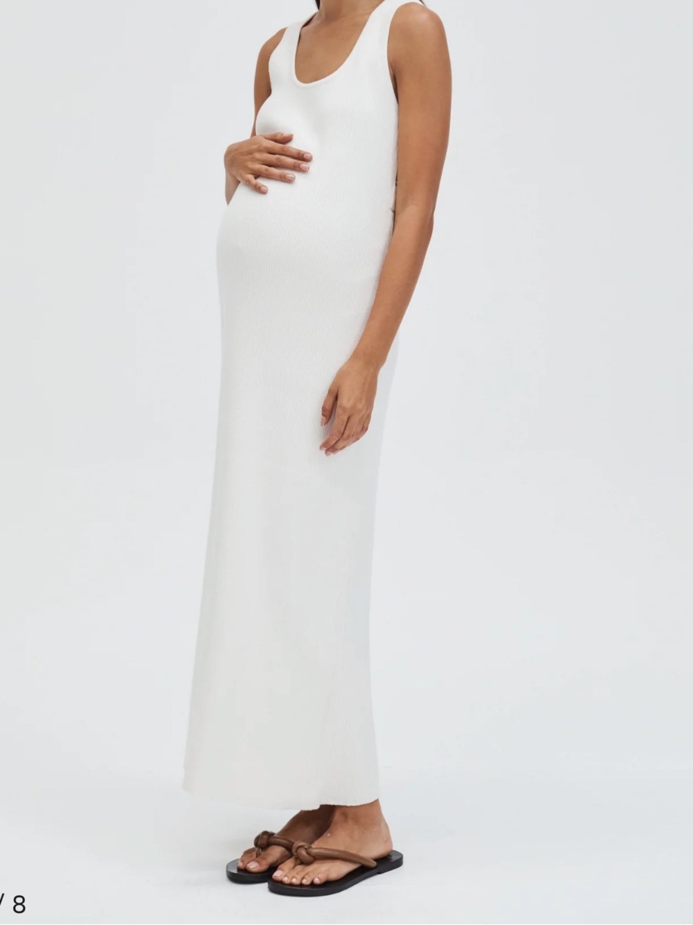 Legoe Heritage - White Resort Ribbed Maternity Tank Maxi Dress Size 1 (M)